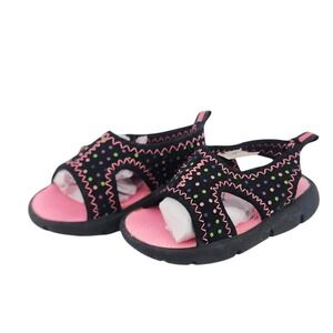 Wonder Nation OP Baby Girls Black Pink Polka Dot Water Sandals Shoes Size 3